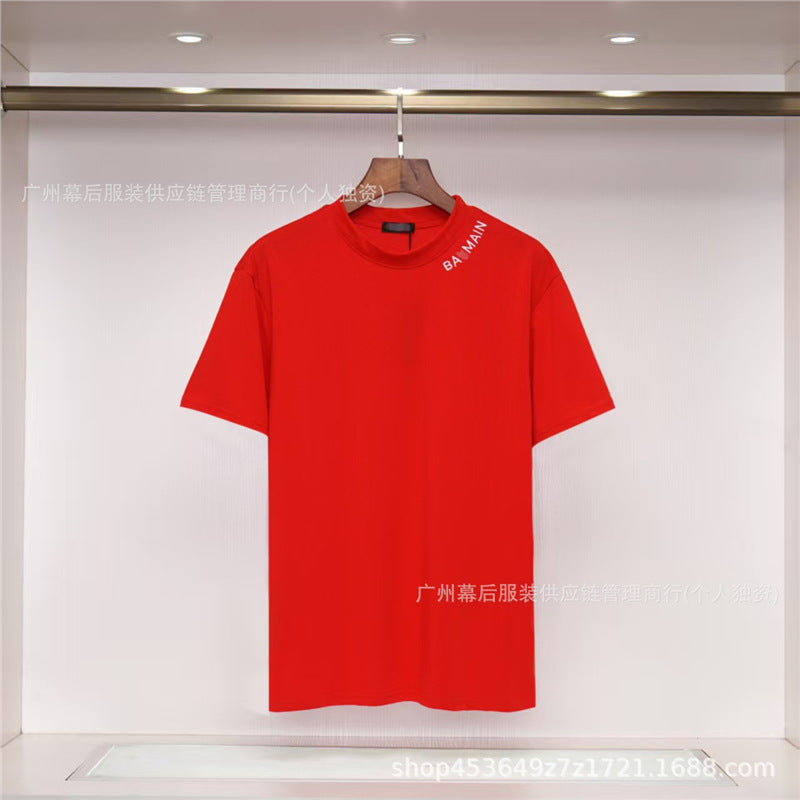 Versión correcta de la tendencia de lujo de París B: 26SS nuevo bordado unisex con cuello redondo, camiseta de algodón de manga corta y manga corta, comercio exterior