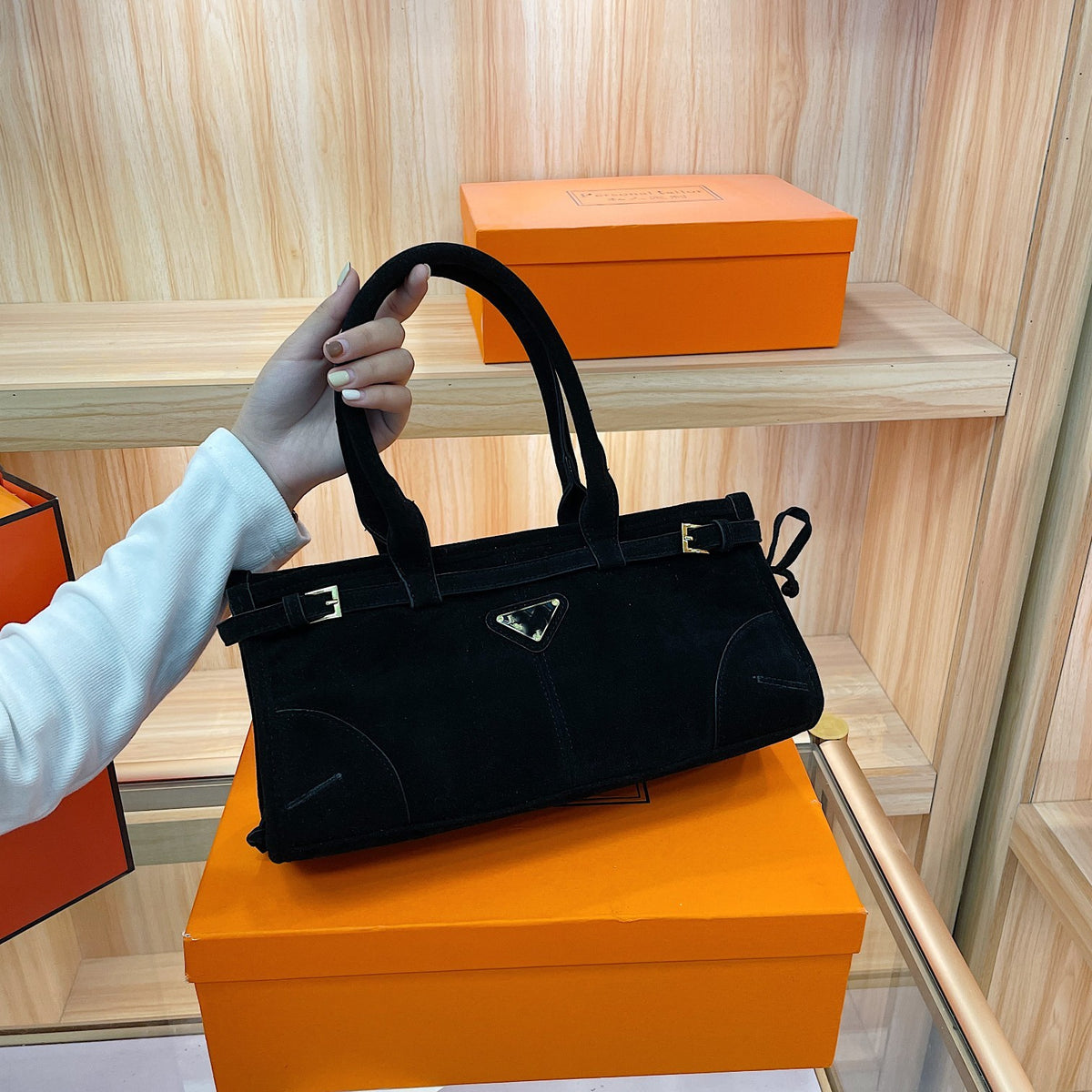Women's Suede Moto Bag | Premium Versatile Fashion Underarm Crossbody Bag | Includes Box