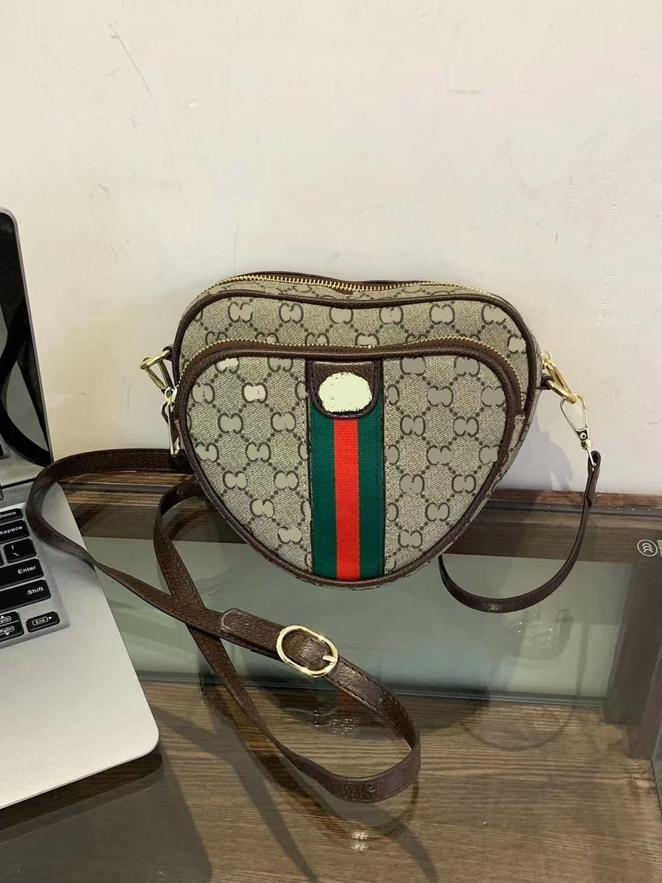 Borsa a tracolla a cuore set 2 pezzi donna | Senza scatola