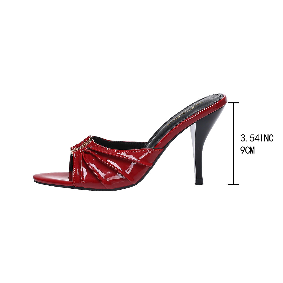 Sandalias de aguja sexy con hebilla metálica plisada y boca de pez 2026 nuevas zapatillas de tacón alto y punta descubierta para ropa exterior de mujer