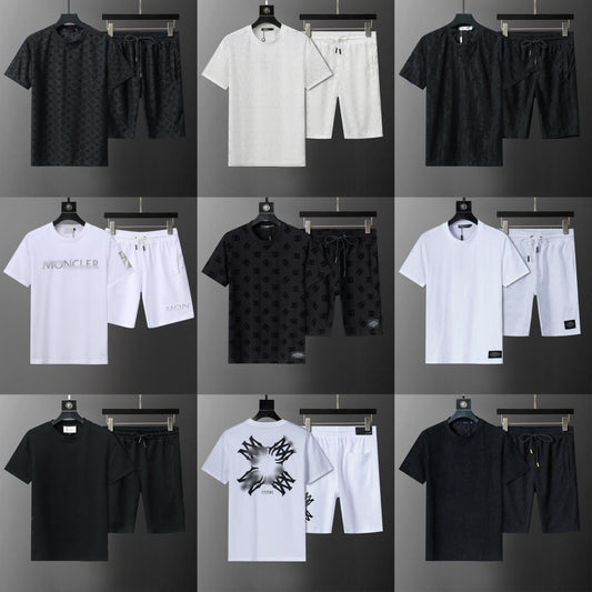 ()25 nuevos pantalones cortos B familia G Jacquard Moda casual Traje de comercio exterior para hombres y mujeres Trajes de primavera para hombre