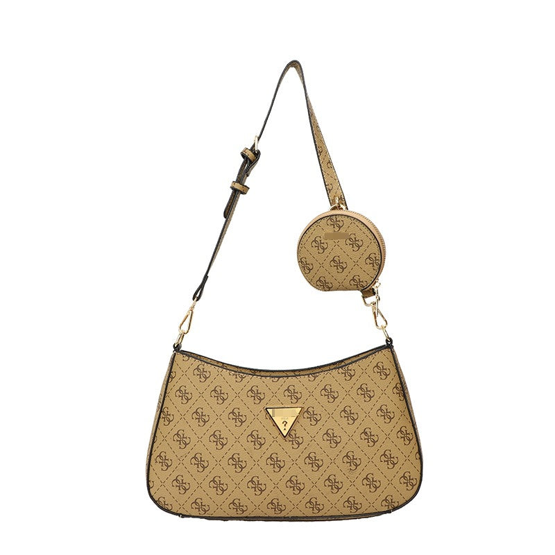 Comercio exterior al por mayor, bolso retro GS Guesser europeo y americano, bolso de hombro de moda de suegra con estampado transfronterizo