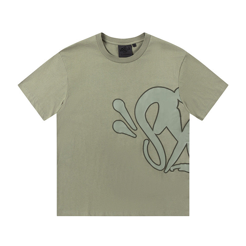 Camiseta americana de hip-hop callejero, camiseta de manga corta holgada con letras de hombre, pantalones cortos informales, conjunto deportivo versátil