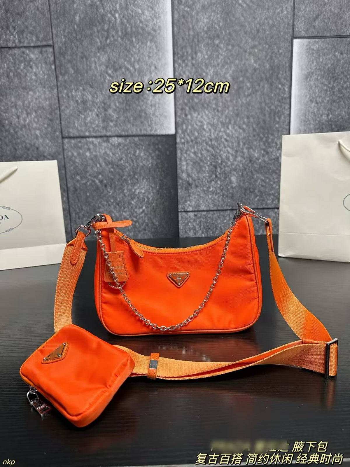 Bolso GUE | Nailon Y Cadena | Con Caja