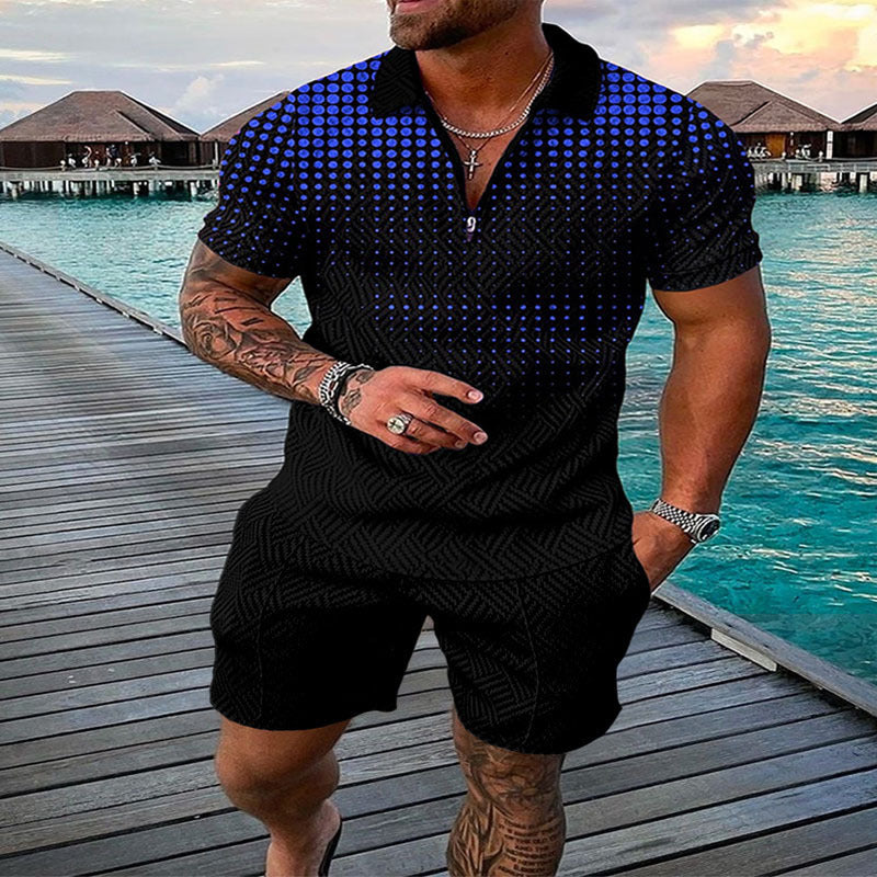 Conjunto de dos piezas de manga corta y pantalones cortos de Amazon de verano transfronterizo 2024 para comercio exterior, conjunto deportivo casual masculino