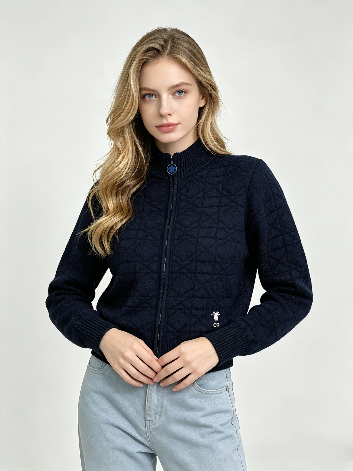 Women's CD Cardigan | High Neck And Zip