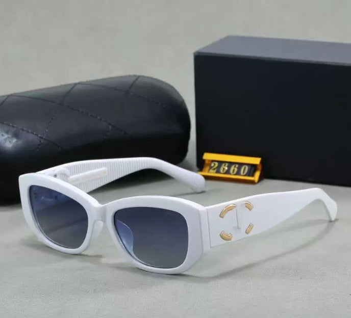 Xiaochanfeng Gafas de sol Double C para mujer, Gafas de sol más vendidas de celebridades de Internet Xiaohongshu para hombres, Bestseller en directo, 2660 Nuevo Estilo