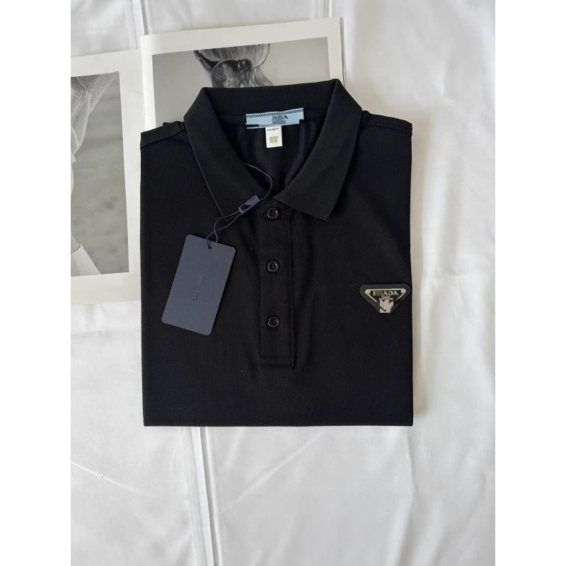 Polo Hombre Manga Corta | Logo Metálico Triangular | Clásico Casual