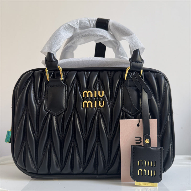 Women's Boston Bag MM | Pleated Design | No Box