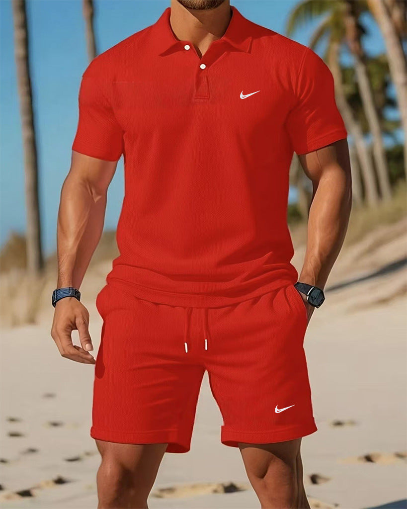 Conjunto de polo deportivo casual para verano transfronterizo 2026, sencillo, a la moda, de secado rápido, transpirable