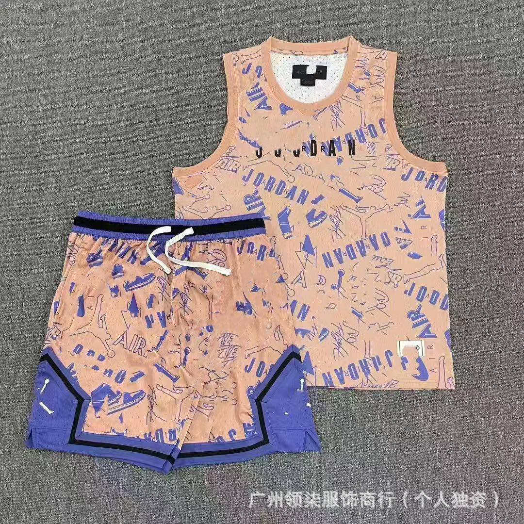 Nuevo chaleco deportivo de baloncesto Flying Man con pantalones cortos, chaleco deportivo casual de correr de secado rápido, transpirable y holgado