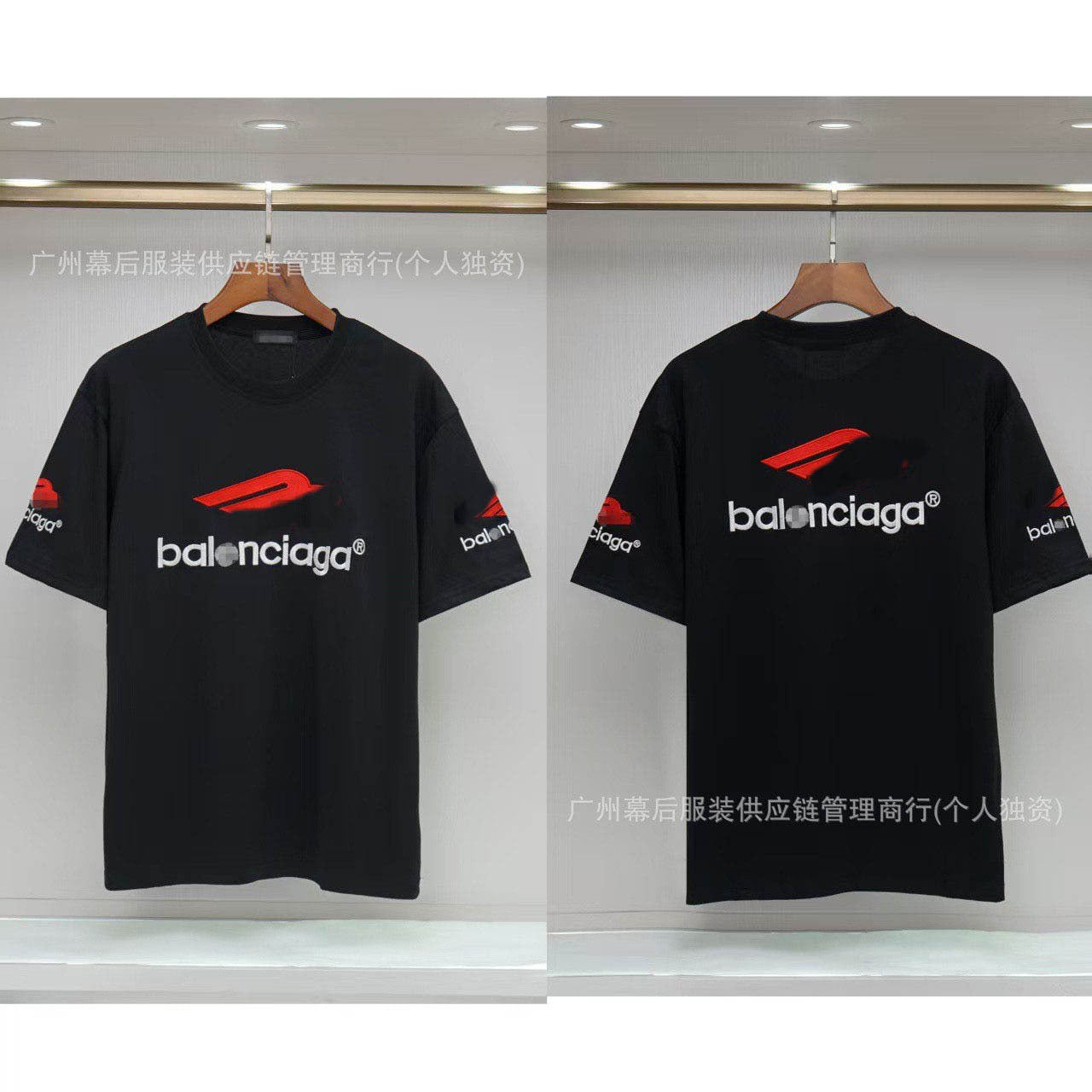 Versión correcta de la tendencia de lujo de París B: 26SS nuevo bordado unisex con cuello redondo, camiseta de algodón de manga corta y manga corta, comercio exterior