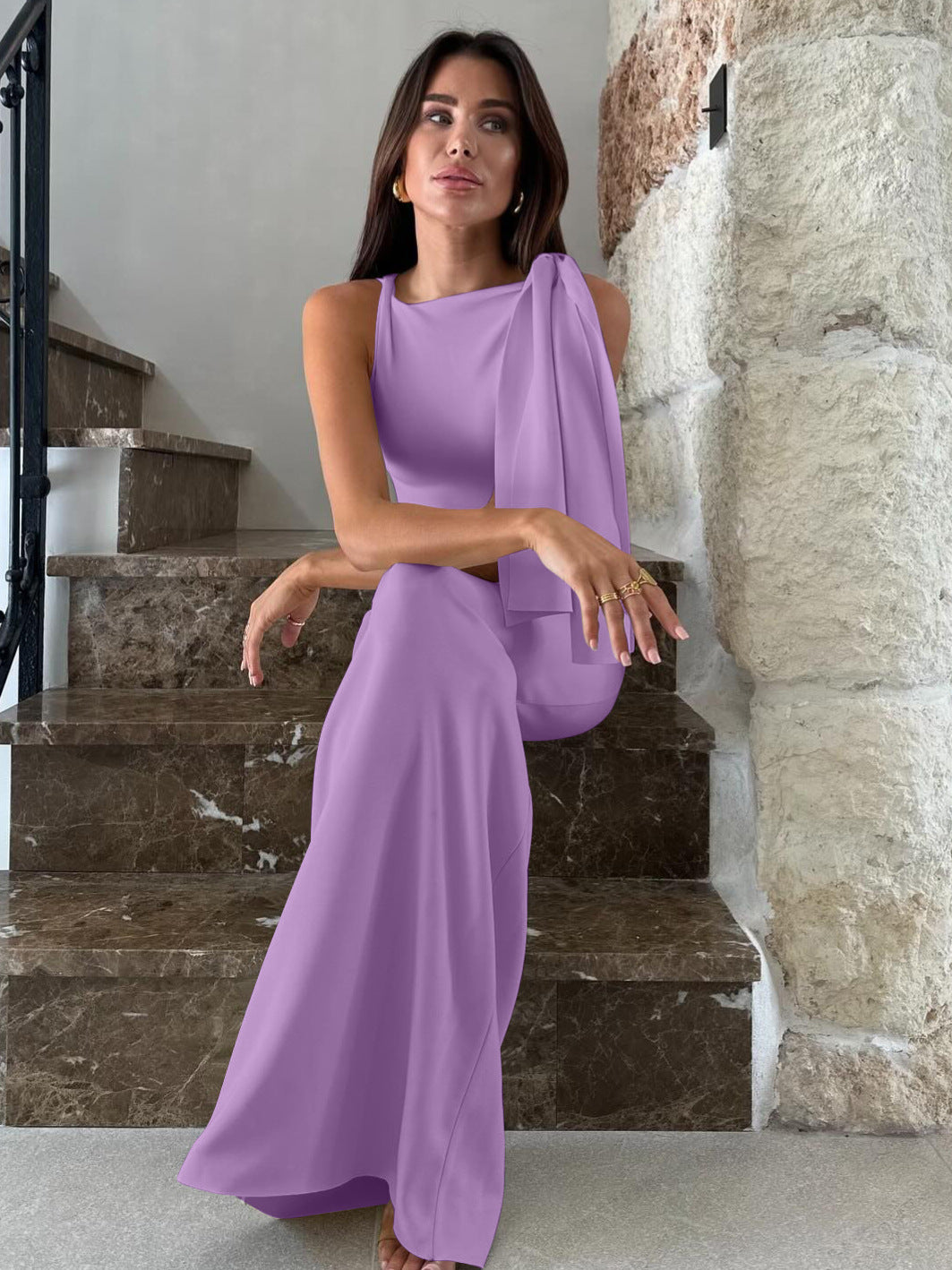 Amazon ropa femenina de venta caliente 2026 verano novedades moda temperamento serpentin de un solo hombro vestido de color sólido para comercio exterior al por mayor