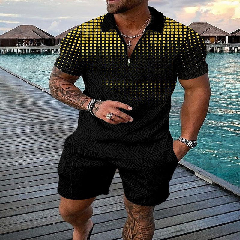 Conjunto de dos piezas de manga corta y pantalones cortos de Amazon de verano transfronterizo 2024 para comercio exterior, conjunto deportivo casual masculino