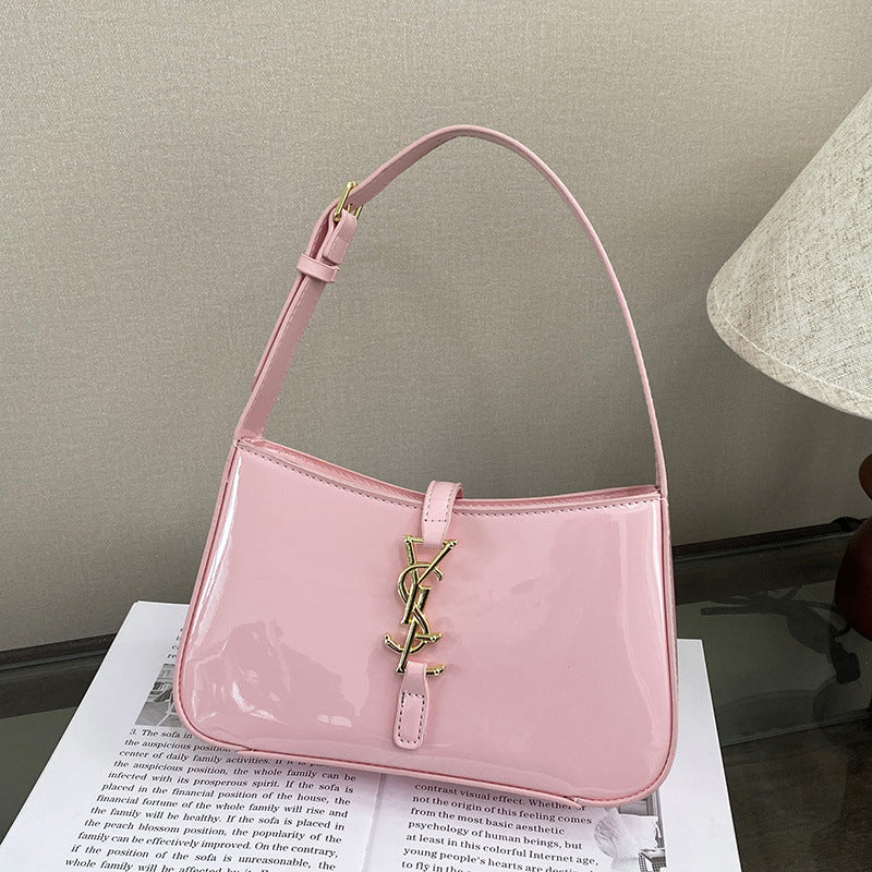 2025 Nueva bolsa transfronteriza elegante, versátil y versátil para la axila, bolso de un solo hombro de moda, bolso de mujer de cuero brillante para mujeres