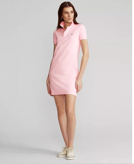 Vestido exclusivo de verano de caballo RL con cuello POLO de mujer con cuello POLO de algodón puro, vestido casual de golf deportivo femenino