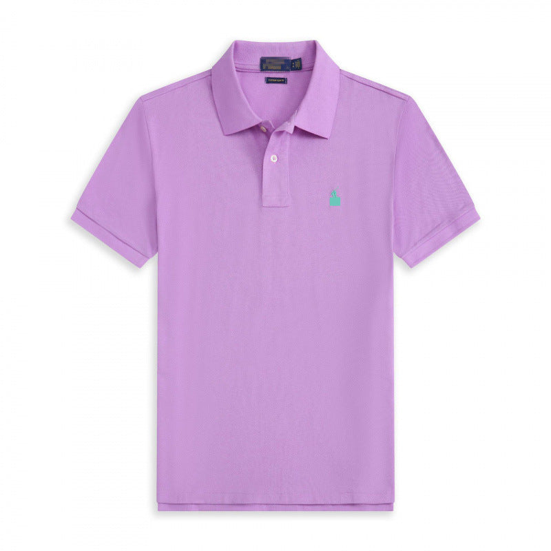 Verano 2025 Comercio Exterior RLoro Camiseta Raco Ralph Lawrence Camiseta de Manga Corta Hombre Logo de Solapa Pony Bordada Ropa Casual Bordada