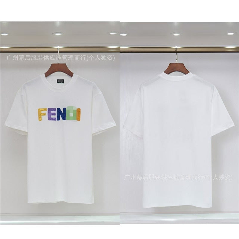 Versión correcta de la tendencia de lujo de París B: 26SS nuevo bordado unisex con cuello redondo, camiseta de algodón de manga corta y manga corta, comercio exterior