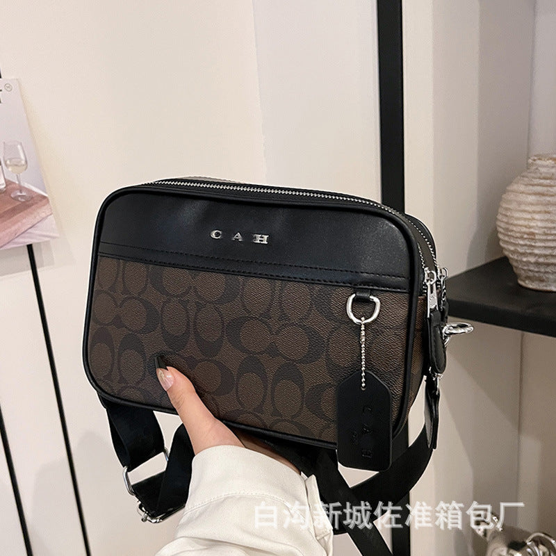 Bolsa nueva para cámara de la marca C, bolso cruzado de doble cremallera con doble cremallera en PU y bolso de hombro cruzado Graham clásico