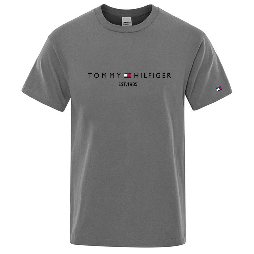Nuevo verano 2025 camiseta de manga corta con cuello redondo masculino, camiseta deportiva casual de moda para hombres, manga larga para mujer