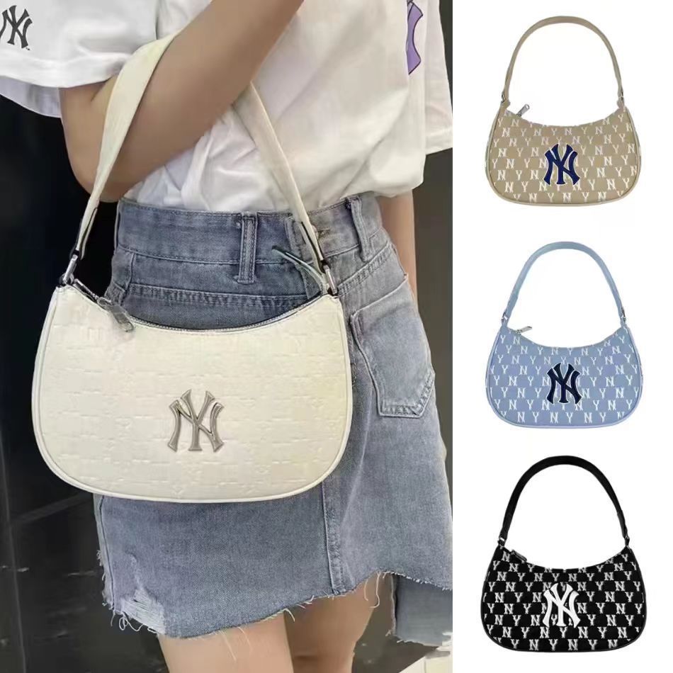 Bolso de la MLB coreana edición completa en relieve en relieve bolso sencillo de NY de moda versátil casual para mujer, novedad