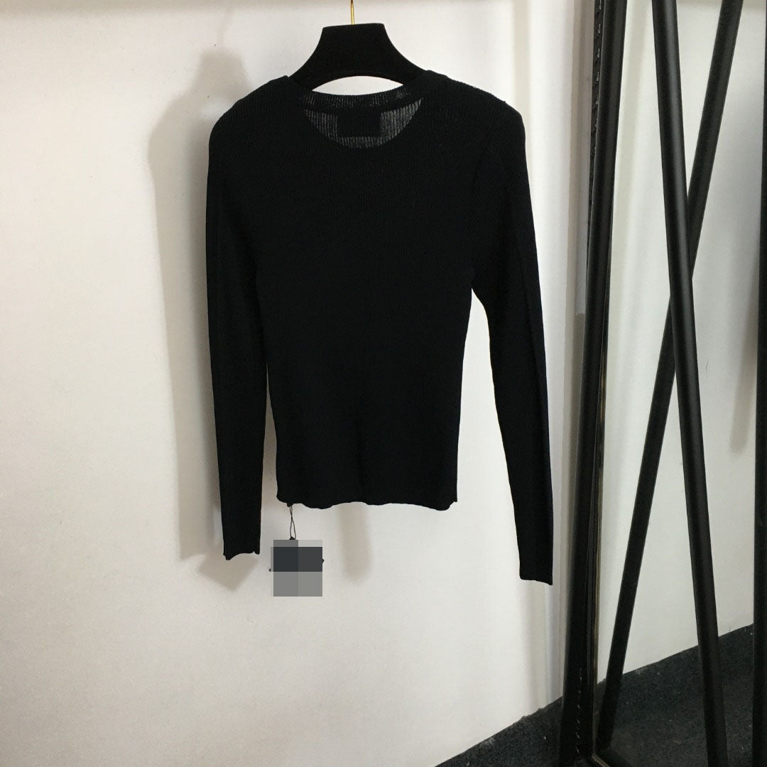 Strick-T-Shirt P | Buchstaben auf der Brust