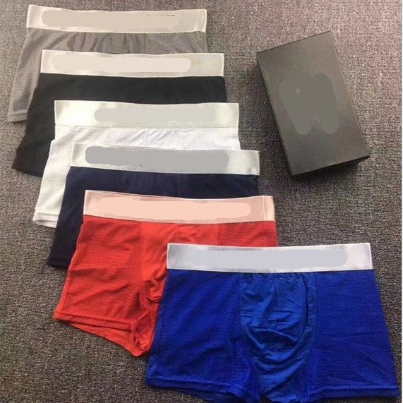 Seda de hielo malla transpirable ropa interior hueca para hombre EA Malla bóxers para hombre Boxer Shorts juveniles Venta directa de fábrica