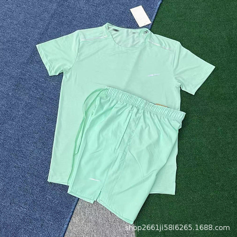 Conjunto de running deportivo nuevo y de secado rápido, transpirable, holgado y casual de manga corta para hombres y mujeres
