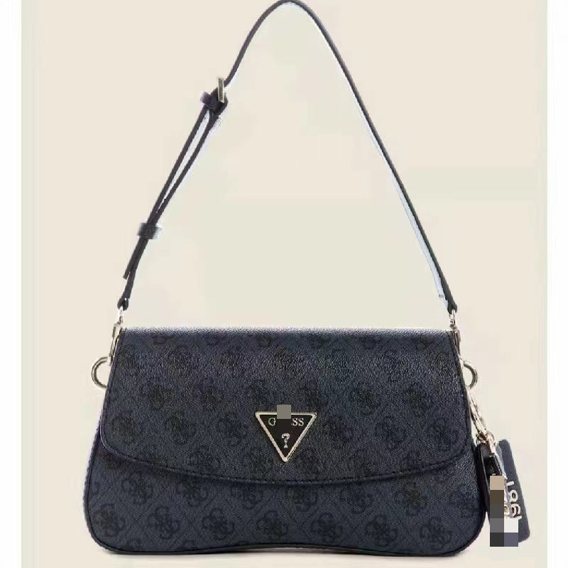 Moda europea y americana, nueva moda de colores sólidos con estampado curva retro, bolso de axila con colgantes de flores antiguas, bolso de mujer