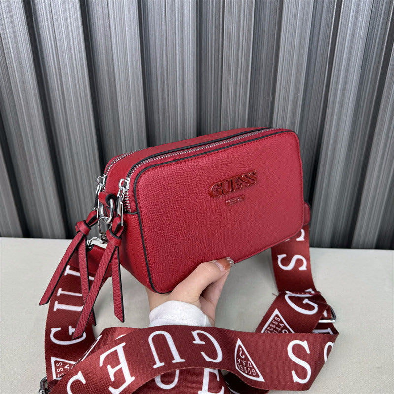 Bolsa de cámara con patrón cruzado Comercio exterior transfronterizo Nuevo bolso de cámara Letra de un hombro Bandolera Bandolera de mujer Bolsas de mano Bandolera pequeña Pequeña Bolsa cuadrada Tide