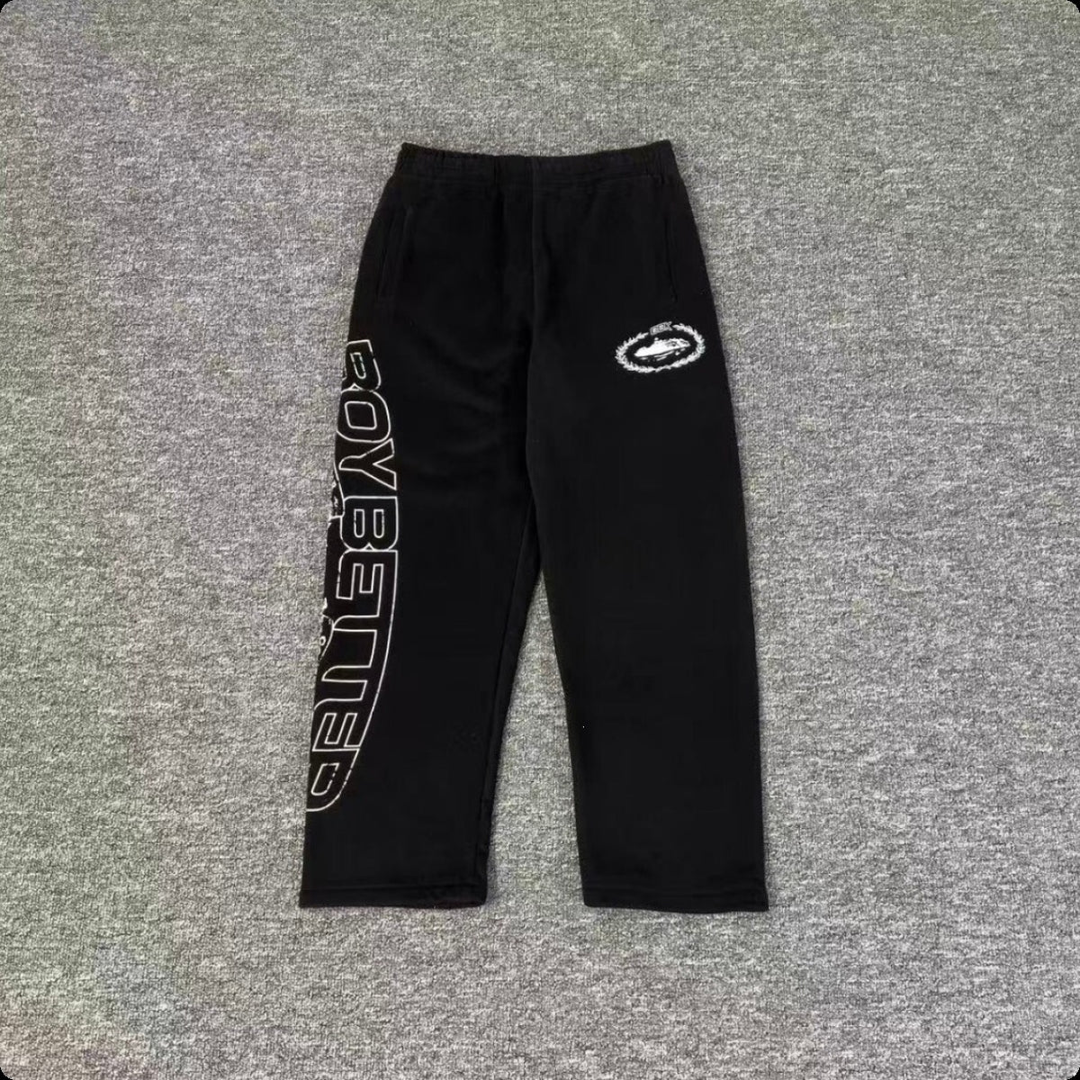 New 2025 cross-border set with embroidered minimalist lettering, high-street fashion loose cardigan, hoodie, and casual pants