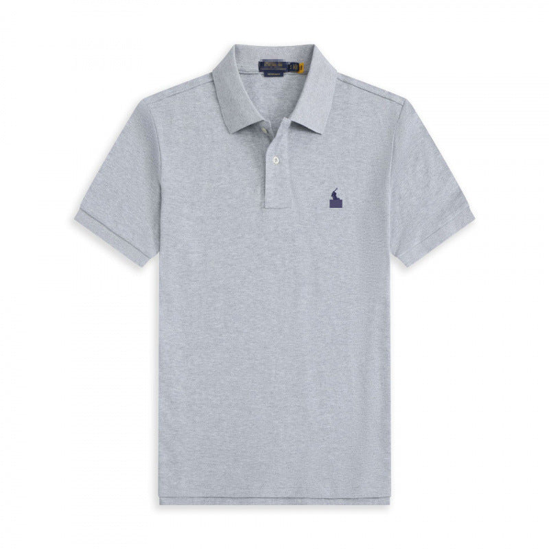 Verano 2025 Comercio Exterior RLoro Camiseta Raco Ralph Lawrence Camiseta de Manga Corta Hombre Logo de Solapa Pony Bordada Ropa Casual Bordada