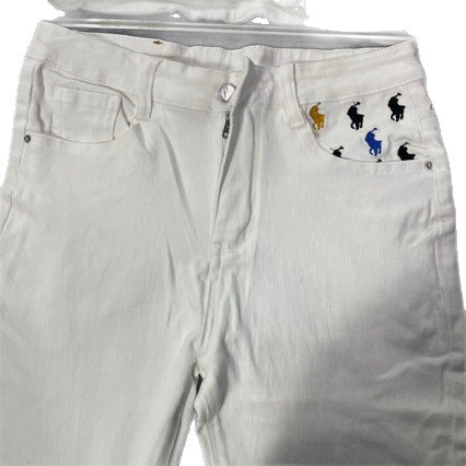 Jeans Blancs Homme Brodés | Coupe Ajustée Luxe