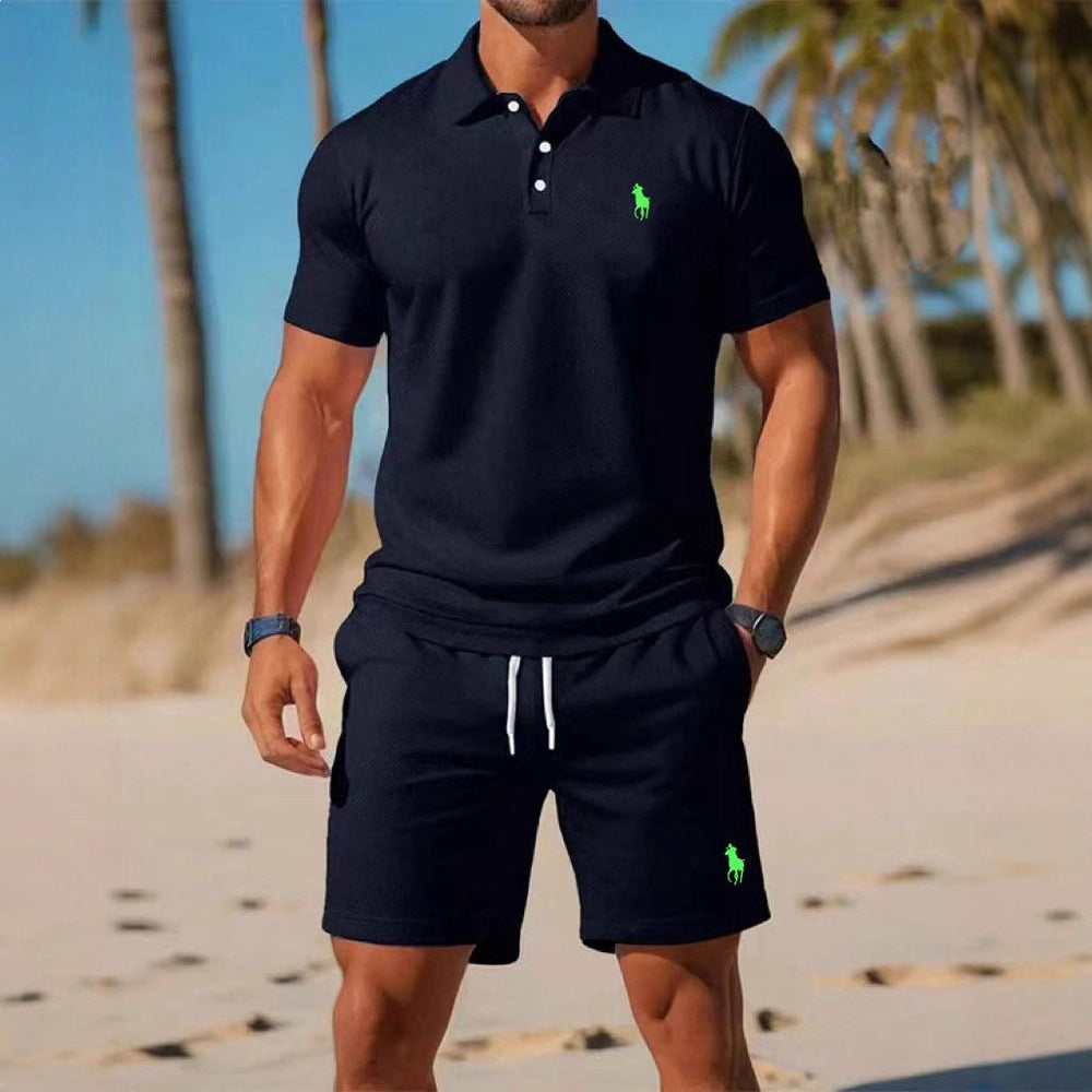 Conjunto Polo Shorts Hombre Bordado Verano Dos Piezas | LuxuryMarkt