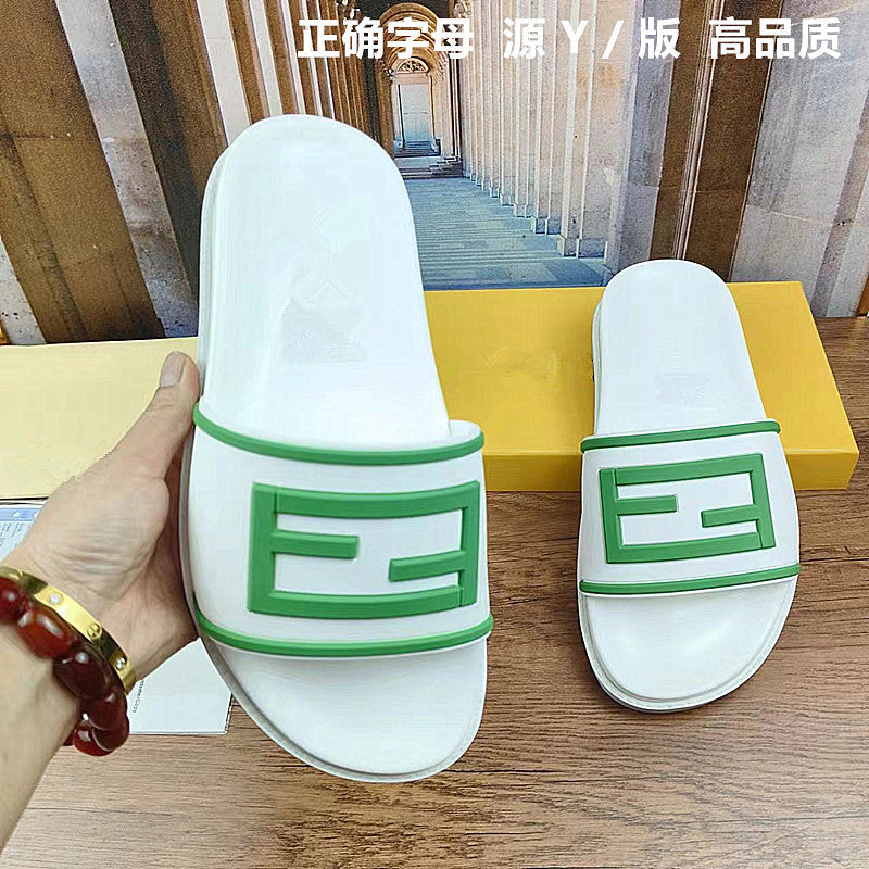 42 43 zapatillas de mujer talla grande, nuevo monograma FD Letter, sandalias planas de vaquero elástico de una sola pieza Dropshipping