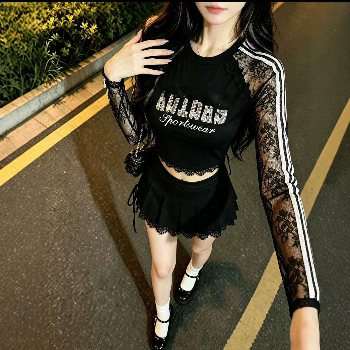 レディース 長袖Tシャツ AD | メッシュ＆レース