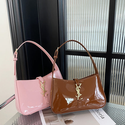 2025 Nueva bolsa transfronteriza elegante, versátil y versátil para la axila, bolso de un solo hombro de moda, bolso de mujer de cuero brillante para mujeres