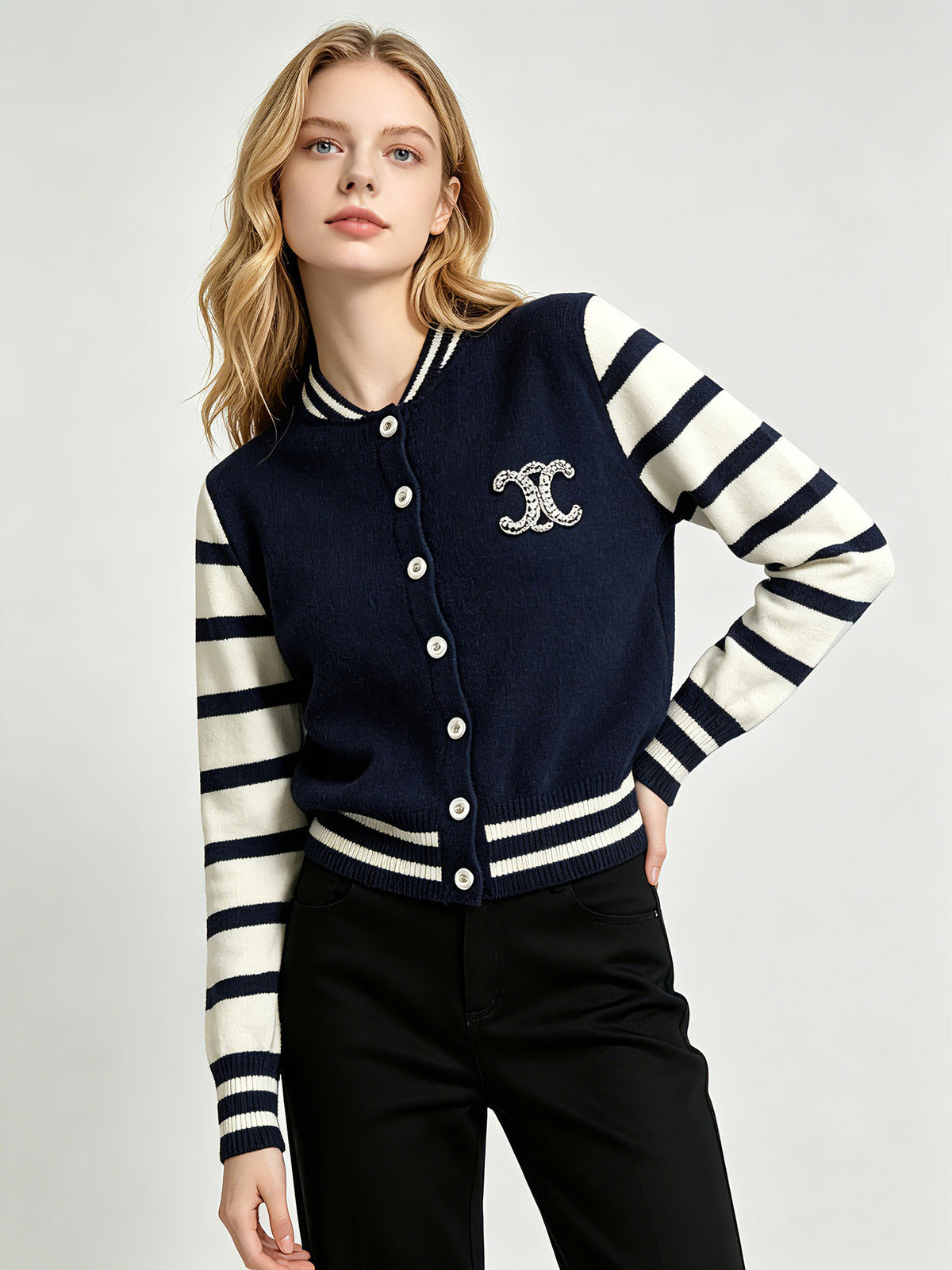 Embellished Striped Cardigan | Autumn Winter