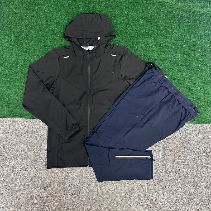 Ensemble coupe-vent de sport pour homme | Capuche séchage rapide