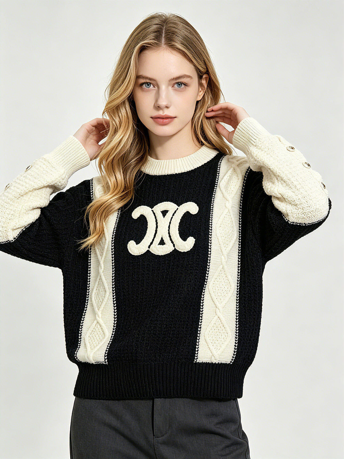 Damen-Strickpullover CE | Milchweiß