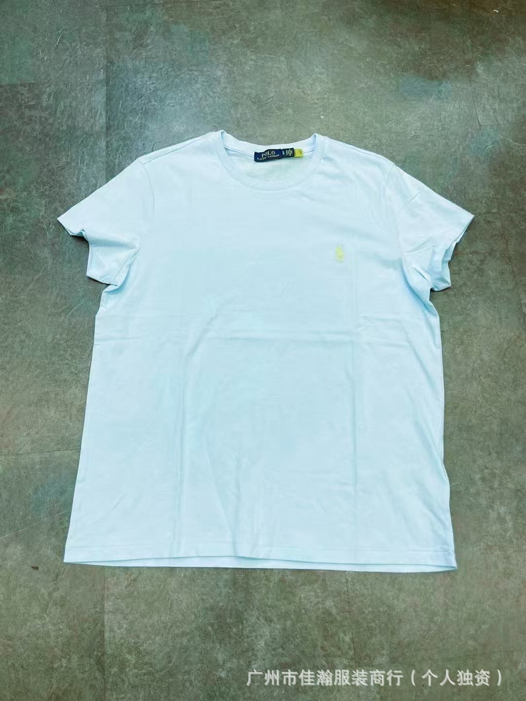Comercio exterior transfronterizo, camiseta de verano bordada con cuello redondo, camisa base unisex de algodón de manga media, camiseta versátil de manga corta