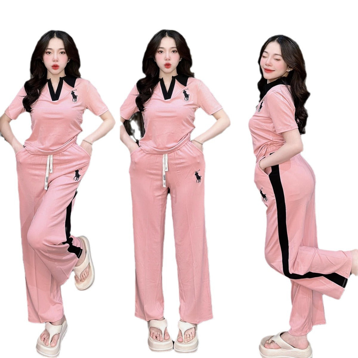 Set Deportivo Mujer Dos Piezas Cuello Polo Pantalones | Casual Verano