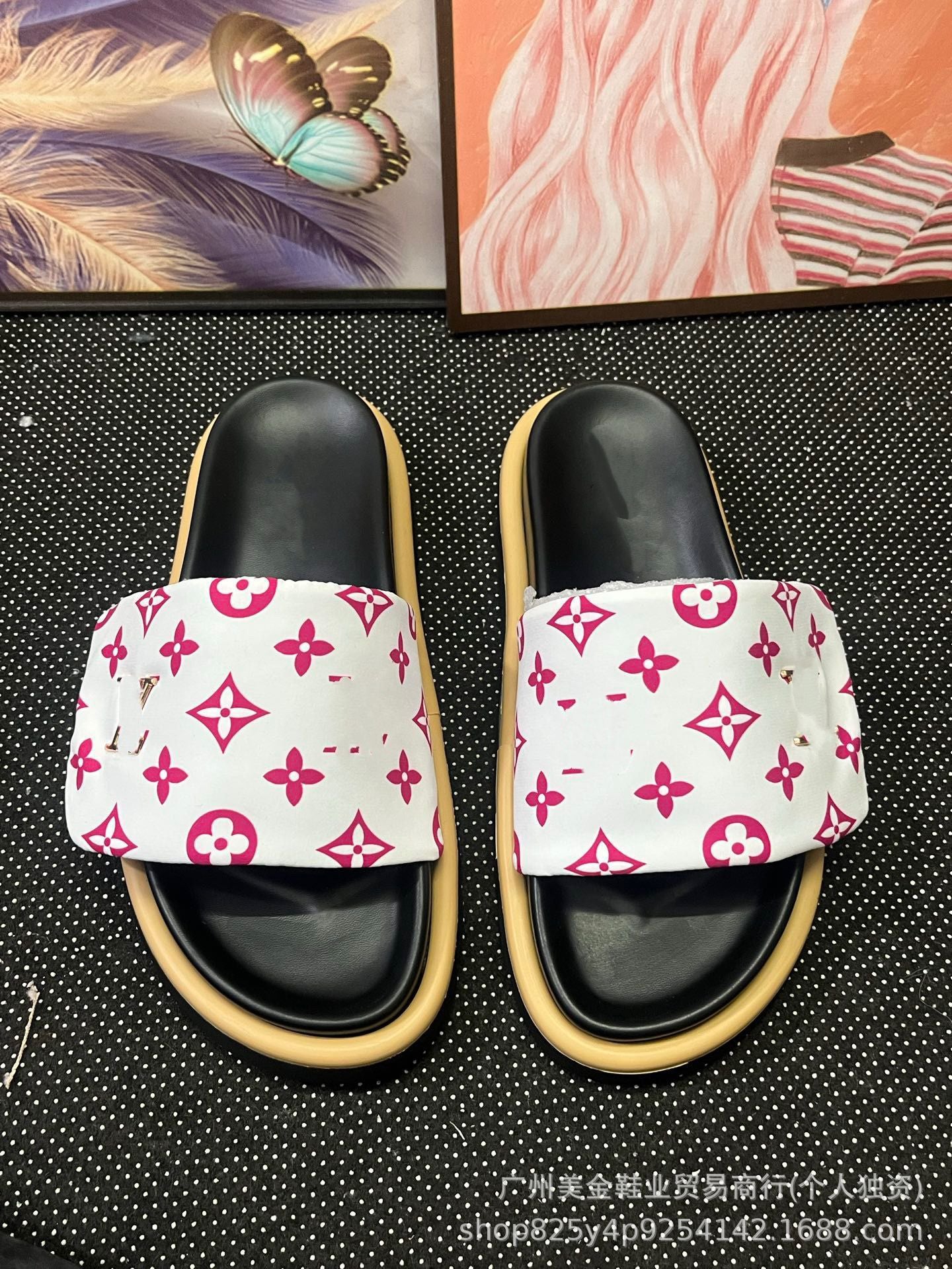 Zapatillas de Velcro de suela gruesa Donkey Home para mujer, 2025 Nuevas zapatillas antideslizantes de denim con letras antideslizantes para exportación
