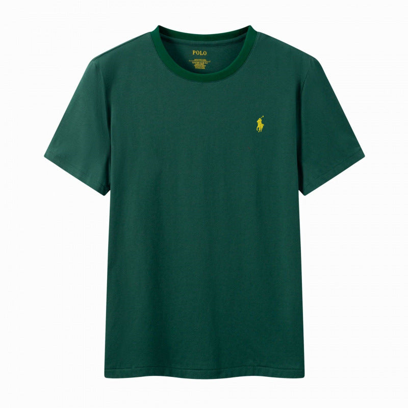 T-shirt homme coton brodé manches courtes décontracté