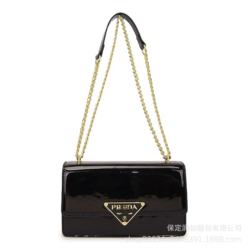 Nuevo bolso cruzado de charol estilo Chanel para mujer, con estilo Chanel, bolso cruzado de un solo hombro con cadena de desplazamientos y portátil de un solo hombro