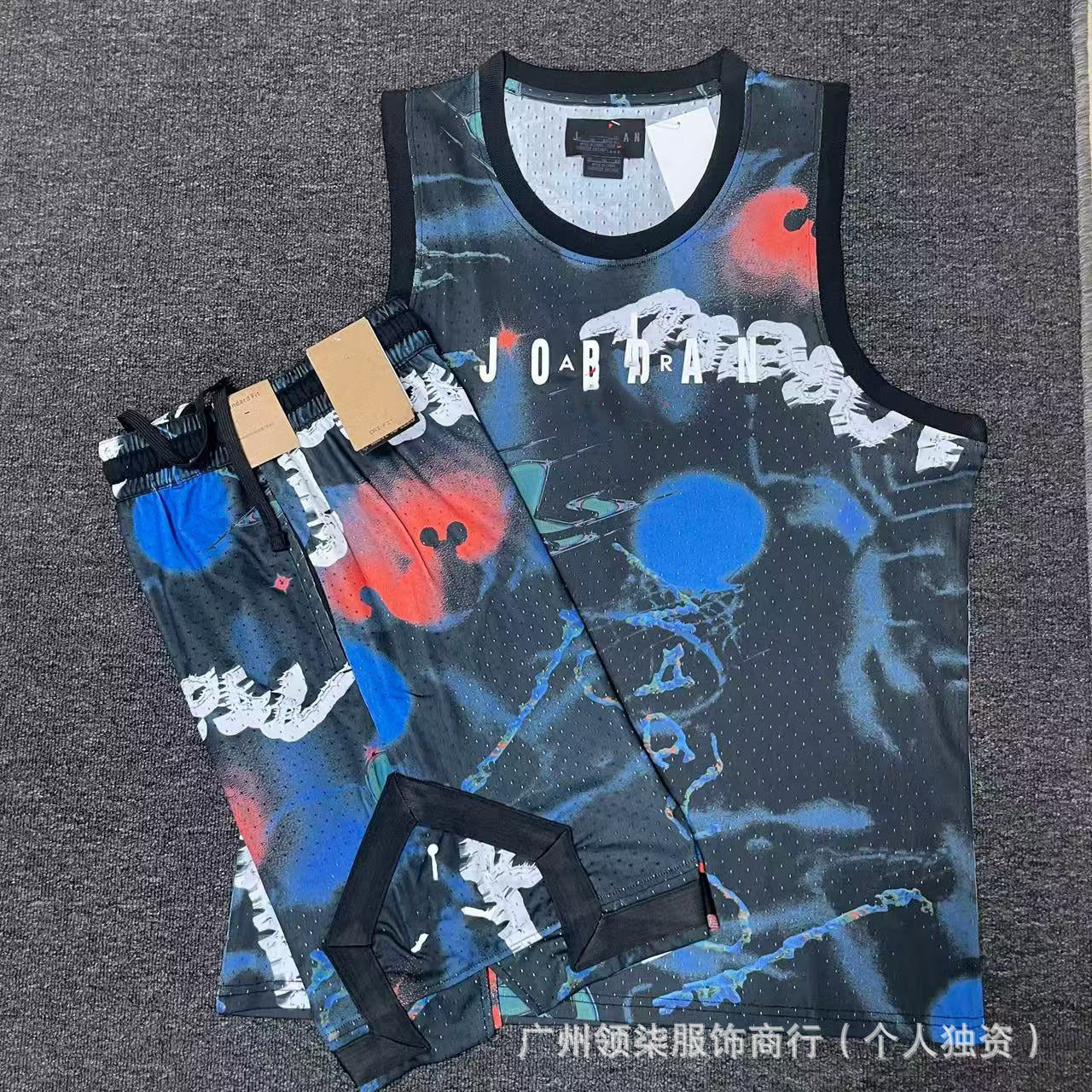 Nuevo chaleco deportivo de baloncesto Flying Man con pantalones cortos, chaleco deportivo casual de correr de secado rápido, transpirable y holgado