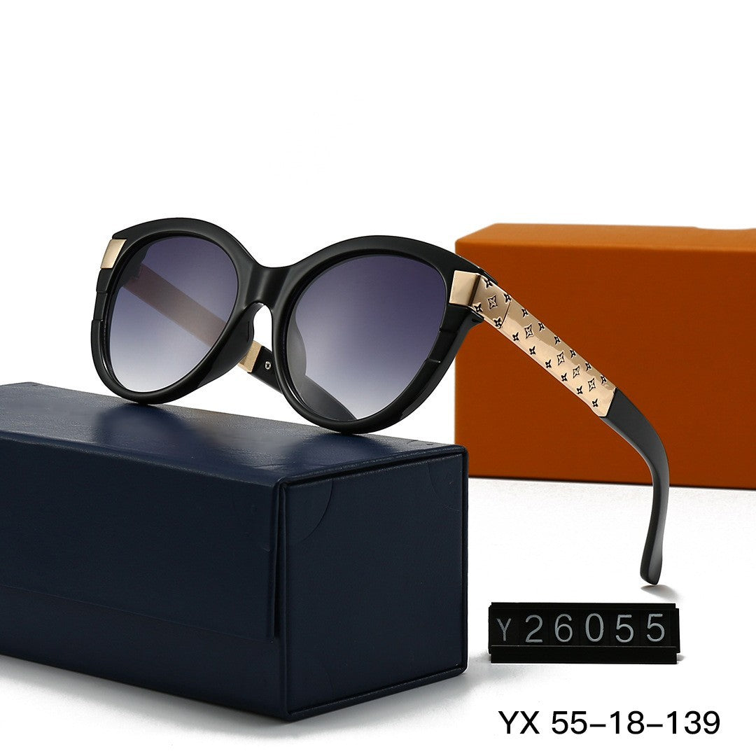 Nueva gafas de sol para mujer de gran montura metálica y ojo de gato para fotografía transfronteriza 2026, gafas de sol estilo Xiaohongshu para adelgazar