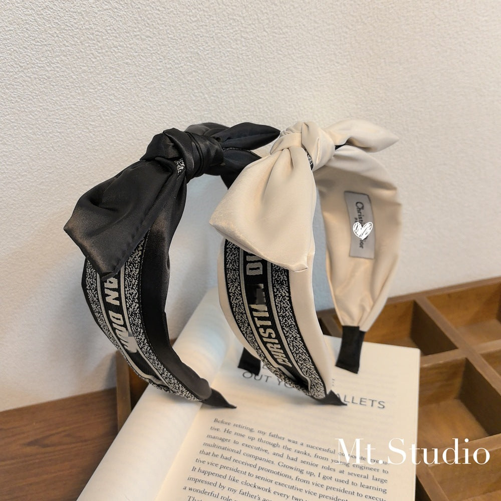 Diadema Vintage Mujer Nudo Borde Ancho Blanco Negro | LuxuryMarkt