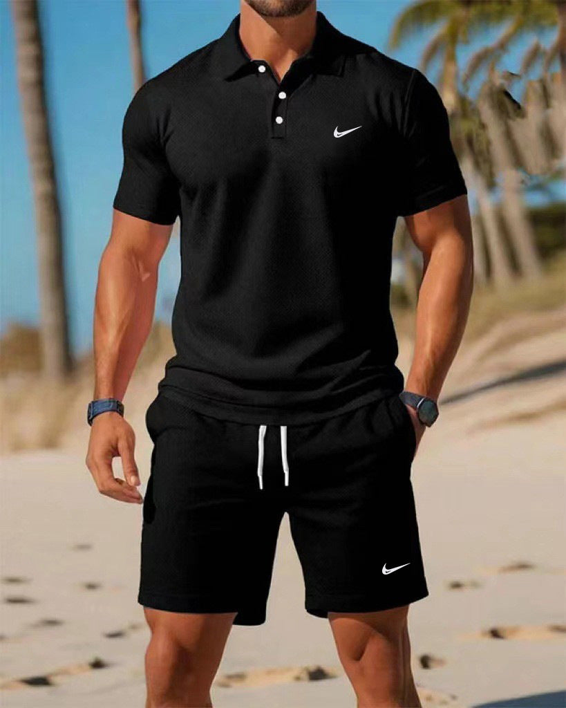 Conjunto de polo deportivo casual para verano transfronterizo 2026, sencillo, a la moda, de secado rápido, transpirable