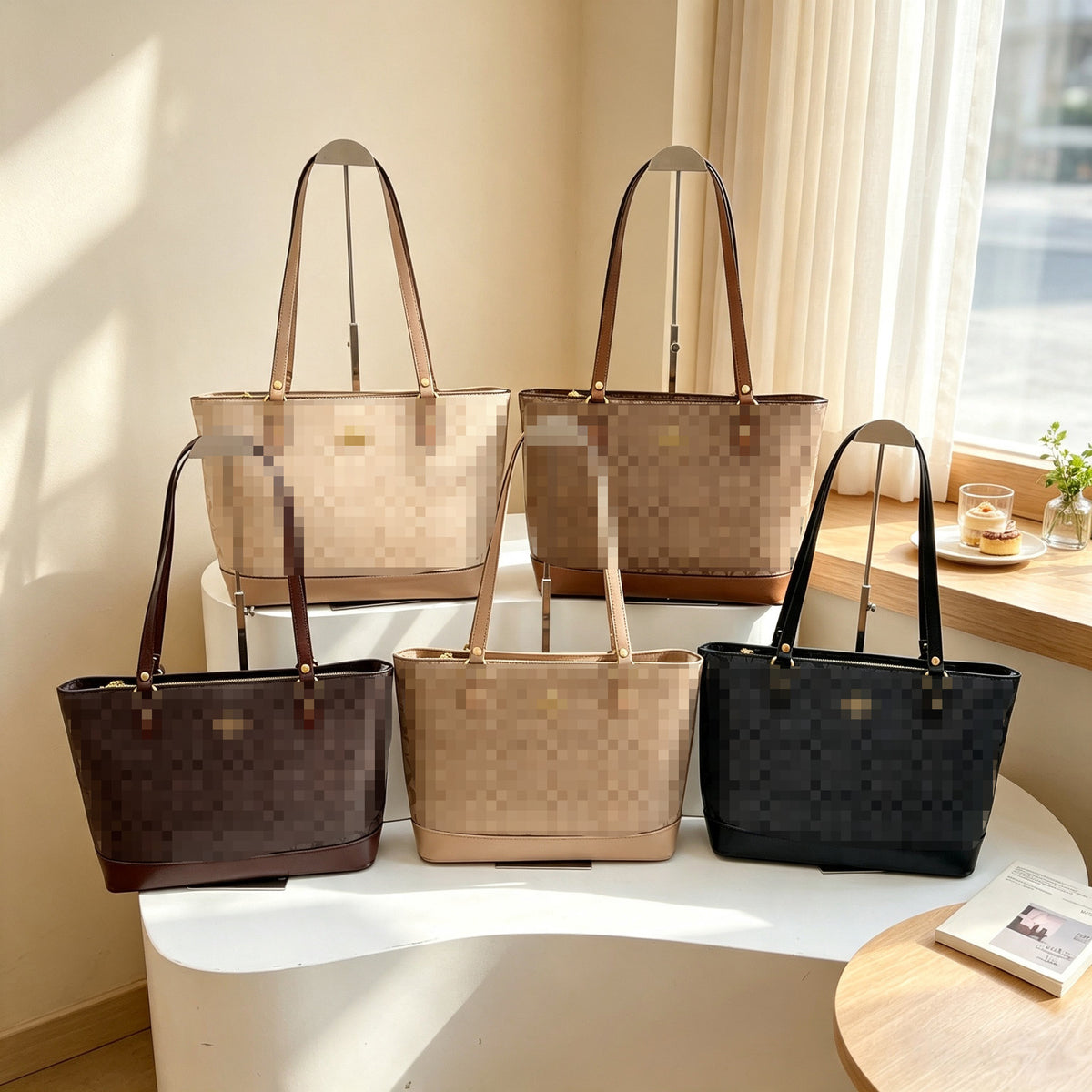 Damen-Schultertasche mit Kou-Letter-Print | Vintage mit großem Fassungsvermögen | Ohne Karton